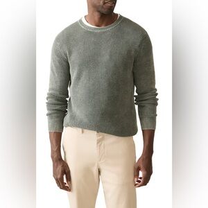 Faherty Sunwashed Organic Linen Crewneck Mountain Olive Sweatshirt.
